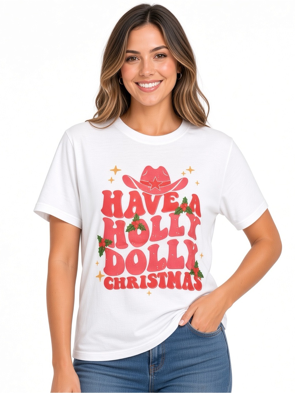 NWT Christmas Holly Dolly Graphic Tee